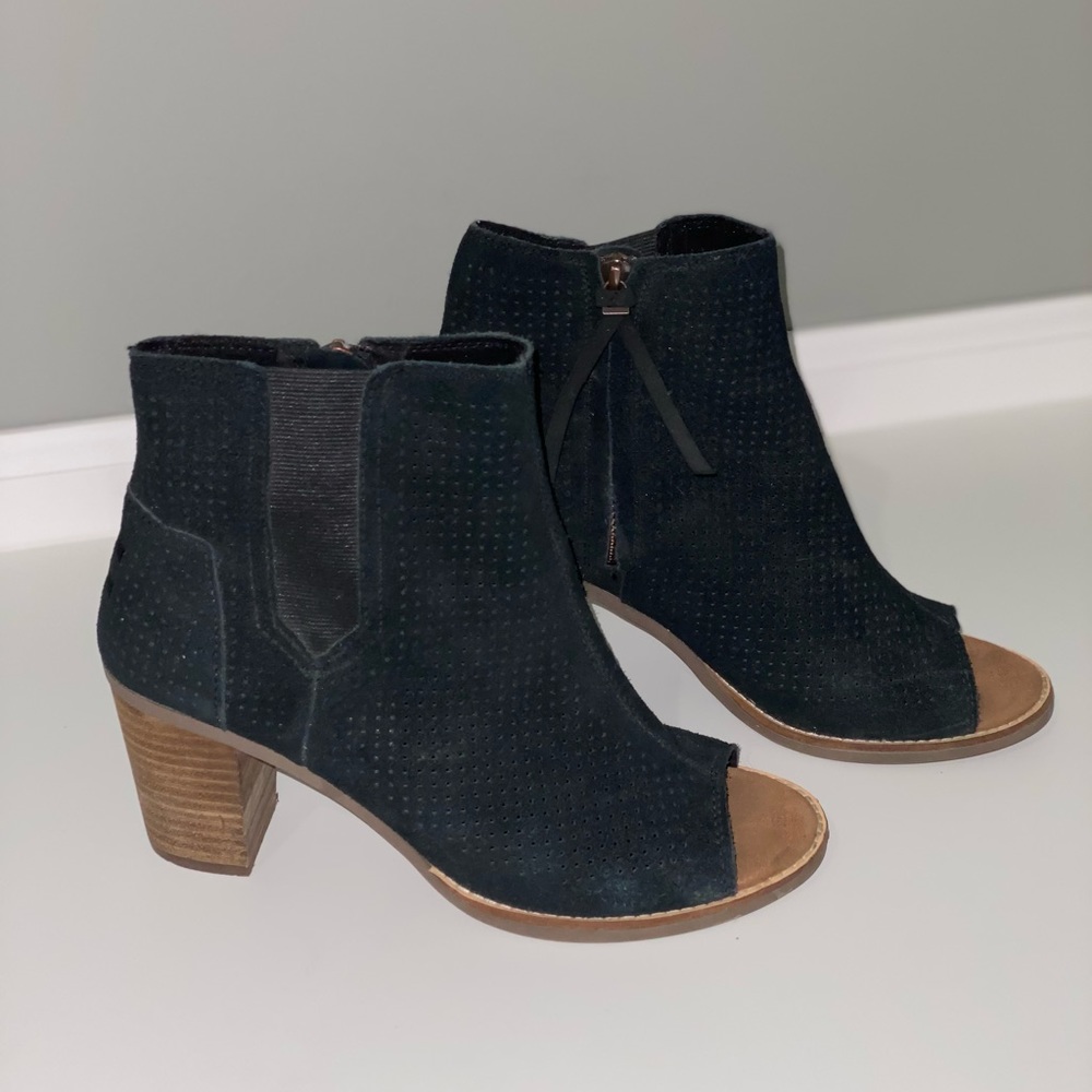 Black Open-Toe Boot Heels